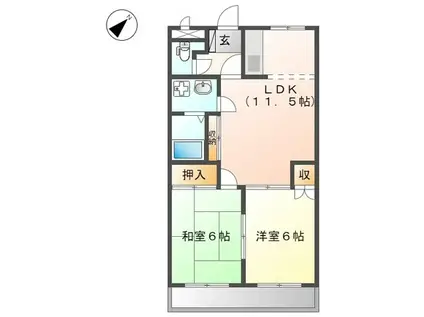 グランデールフジミ(2LDK/3階)の間取り写真