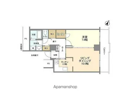 トルナーレ日本橋浜町(1LDK/25階)の間取り写真