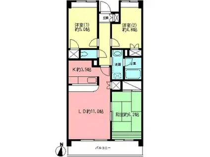 エーデルハイム(3LDK/1階)の間取り写真