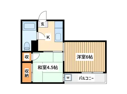 横浜ハイハウス(2K/2階)の間取り写真