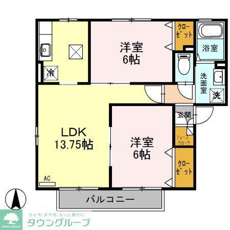 プランドールパピオンB(2LDK/1階)の間取り写真