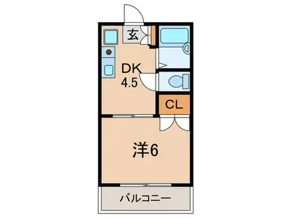 ハイム神山(1DK/2階)の間取り写真