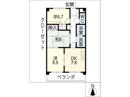 ル・クオーレ(3DK/4階)の間取り写真