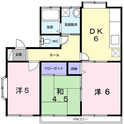 メゾンソレイユ(3DK/2階)の間取り写真