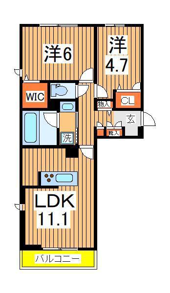 シャンティ(2LDK/2階)の間取り写真