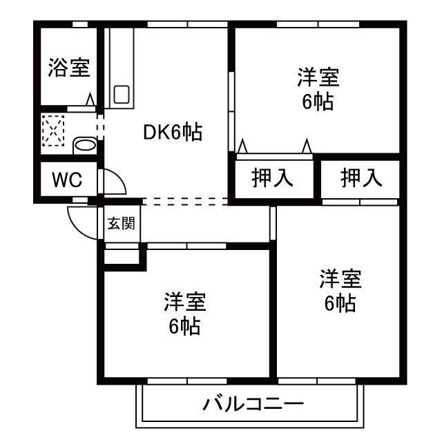 サンエール天白 B(3DK/2階)の間取り写真