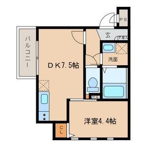 MOVE六番町ウエスト(1DK/1階)の間取り写真