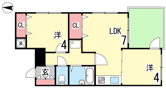 本山ヒルズ(2LDK/1階)の間取り写真