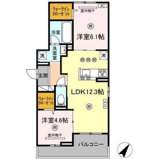CAMPANELLA 中山南(2LDK/3階)の間取り写真