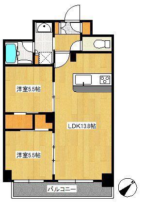 リアナアートパーク西葛西(2LDK/4階)の間取り写真