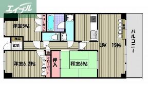 サーパスシティ大供(3LDK/9階)の間取り写真