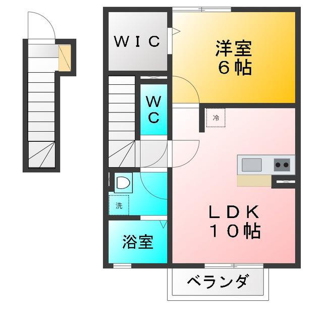 プレジール田無(1LDK/2階)の間取り写真