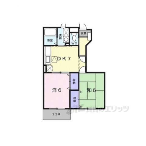 プラースⅢ(2DK/1階)の間取り写真