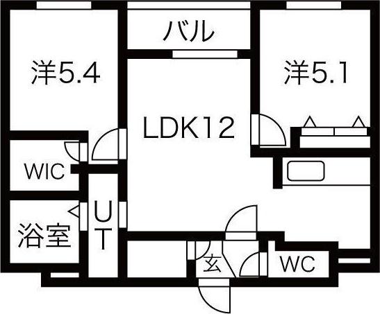 REJOICE東札幌(2LDK/4階)の間取り写真