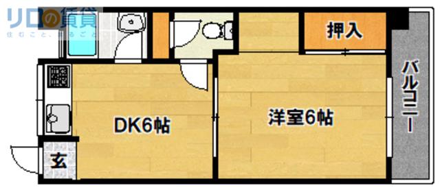 生島ハイツ(1DK/3階)の間取り写真