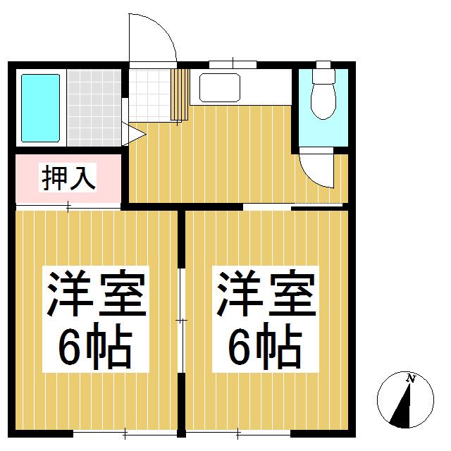 コーポ西ノ竹(2K/2階)の間取り写真