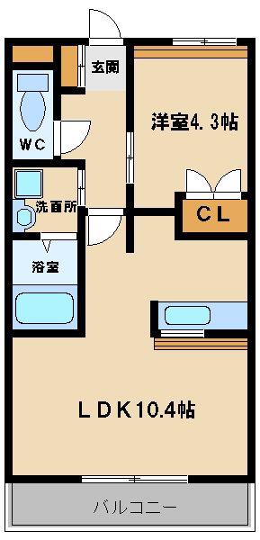 グランディールAOKI(1LDK/1階)の間取り写真