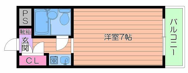 シャトー辰巳(ワンルーム/6階)の間取り写真