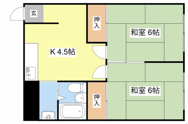 藤田アパート(2K/2階)の間取り写真