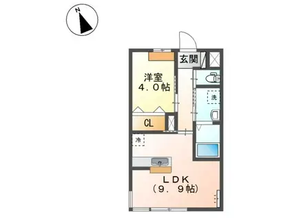 プレアデス(1LDK/1階)の間取り写真
