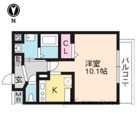 ウエストパレス小川(1K/2階)の間取り写真