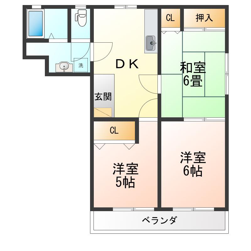 ササハラコーポ(3DK/1階)の間取り写真