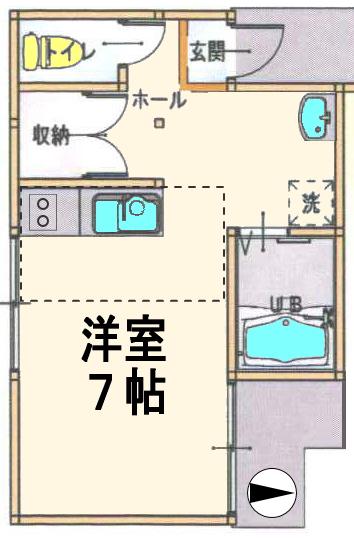 ローズパレス(ワンルーム/2階)の間取り写真