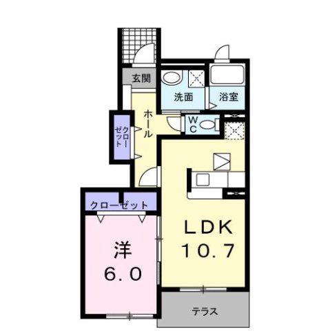 バンバハウスB(1LDK/1階)の間取り写真