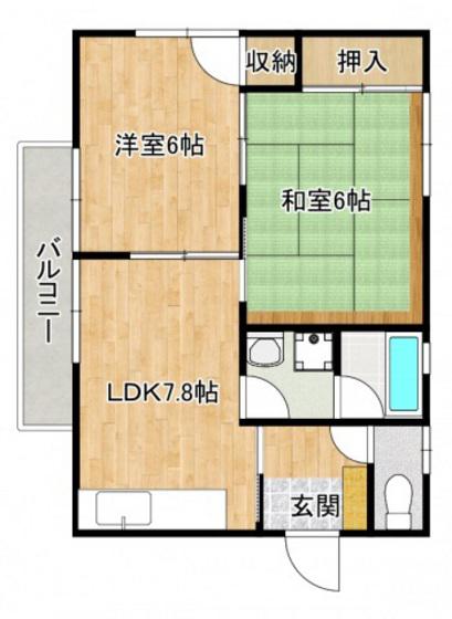 三宅第六アパート(2DK/1階)の間取り写真