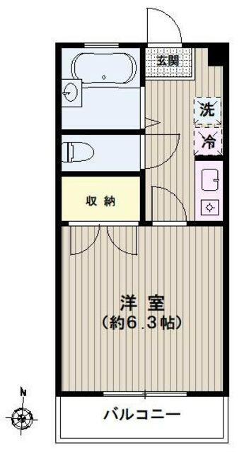 展雲荘(1K/2階)の間取り写真