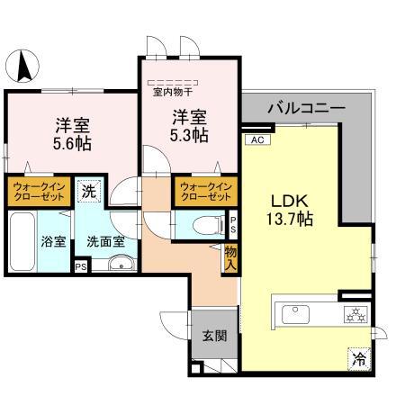 ロイヤルハイツ長居(2LDK/3階)の間取り写真