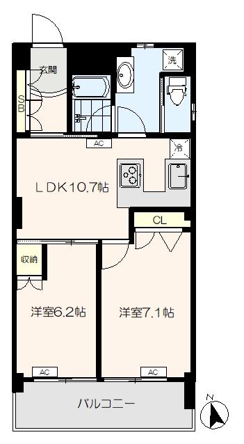 桜台サンライトマンション(2LDK/3階)の間取り写真