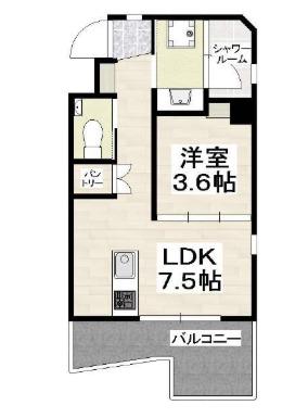 アルヴィータ銘苅(1DK/5階)の間取り写真