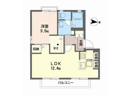 フレグランスASKA E棟(1LDK/1階)の間取り写真