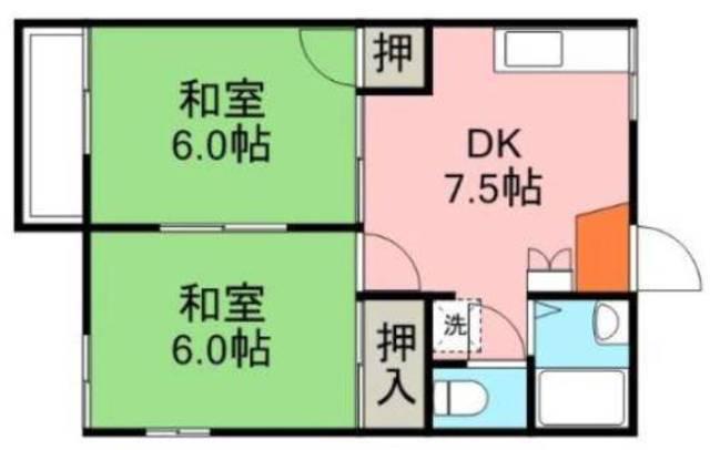 プレイス325(2DK/2階)の間取り写真