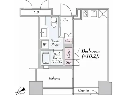 ザ・タワー芝浦(ワンルーム/10階)の間取り写真