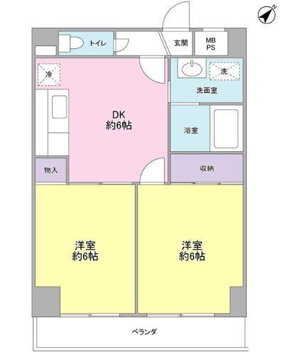 アスカルカーサ(2DK/4階)の間取り写真