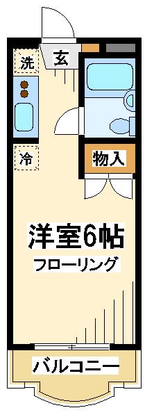 ゴールドファイブ成城(1K/3階)の間取り写真