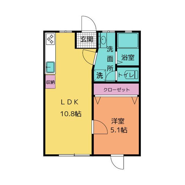 愛喜荘(1LDK/1階)の間取り写真