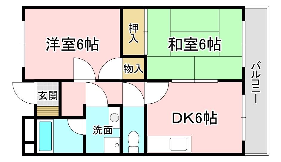 アゼリア古高(2DK/2階)の間取り写真