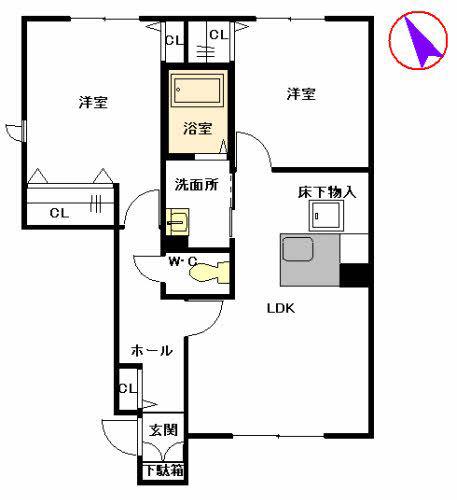 セカンド エリタージュ(2LDK/1階)の間取り写真