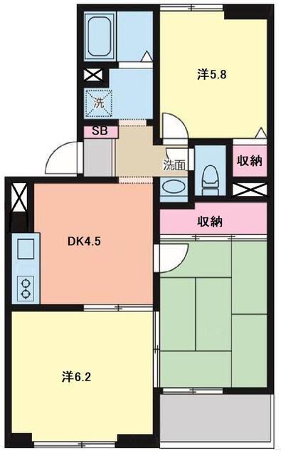 クリスタル岩槻(3DK/3階)の間取り写真
