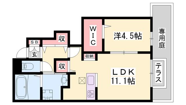 リバーサイドテラスA(1LDK/1階)の間取り写真