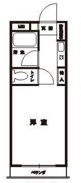 ＪＲ青梅線 牛浜駅 徒歩6分 4階建 築34年(ワンルーム/4階)の間取り写真