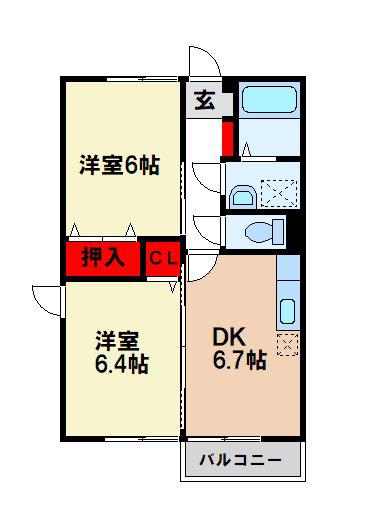 パレス・藤(2DK/2階)の間取り写真