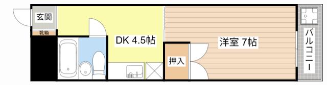 ハイツケイワイ(1DK/3階)の間取り写真