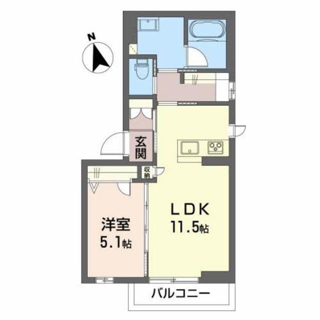 アンテロープ三河(1LDK/2階)の間取り写真