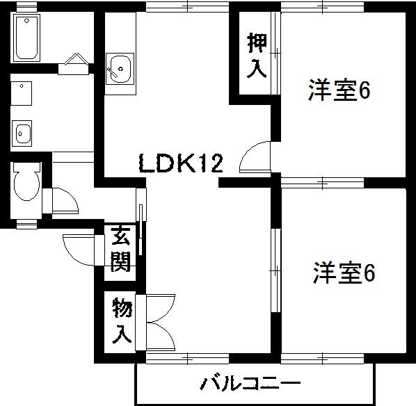 リバーヒルズ南棟(2LDK/1階)の間取り写真