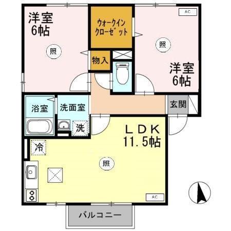 コーポラスITOIIIB(2LDK/1階)の間取り写真