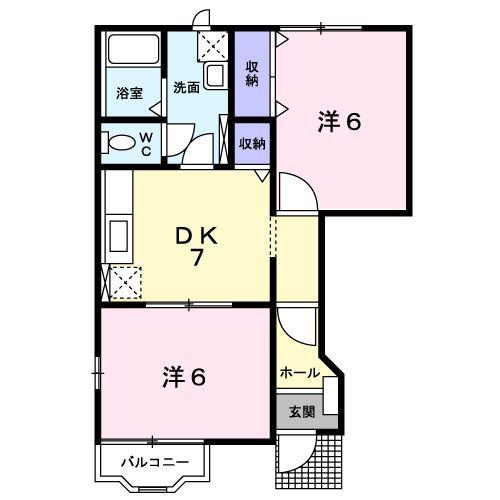 イースト ヴィラ(2DK/1階)の間取り写真
